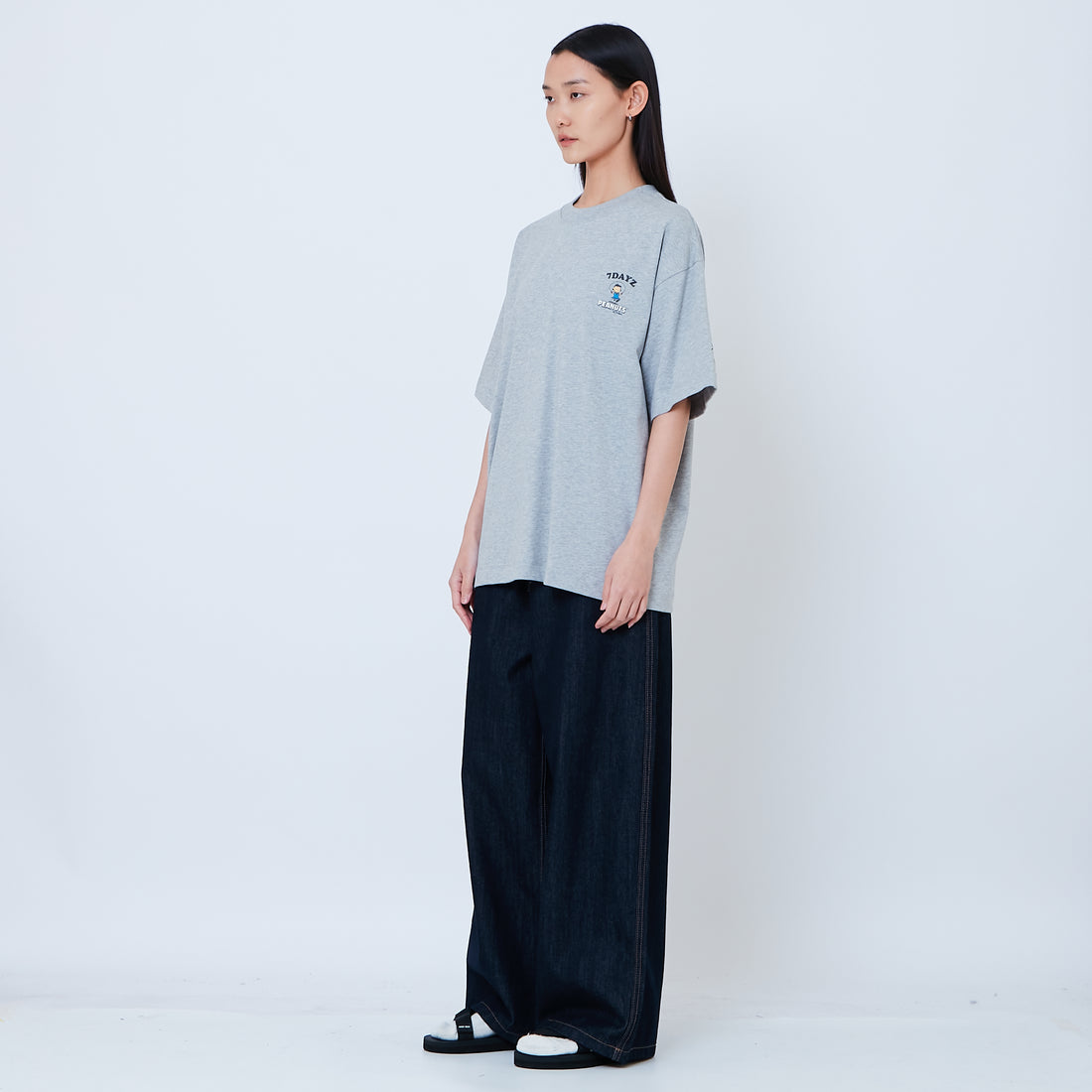 Peanuts Gender Neutral Embroidery Tee - Melange Grey - PU2605006C