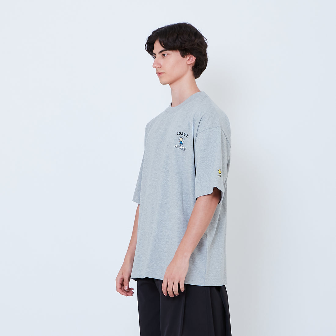 Peanuts Gender Neutral Embroidery Tee - Melange Grey - PU2605006C