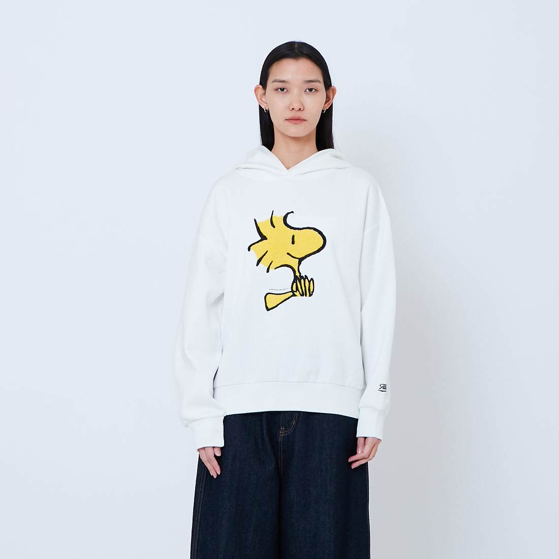 Peanuts Gender Neutral Embroidery Oversized Hoodie - Off White - PU2605009A