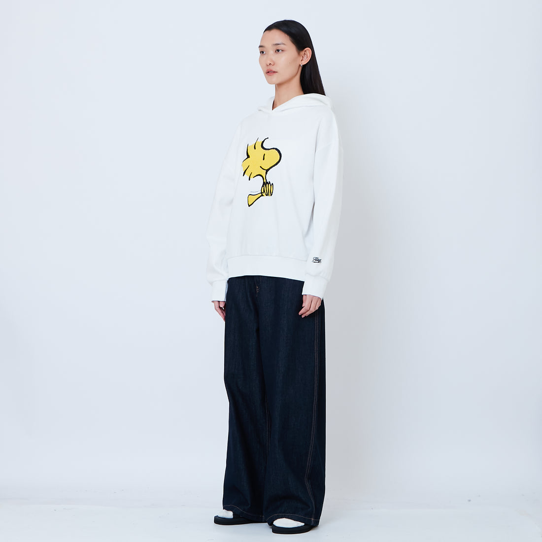 Peanuts Gender Neutral Embroidery Oversized Hoodie - Off White - PU2605009A