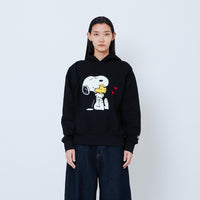 Peanuts Gender Neutral Embroidery Oversized Hoodie - Black - PU2605009B