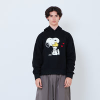 Peanuts Gender Neutral Embroidery Oversized Hoodie - Black - PU2605009B