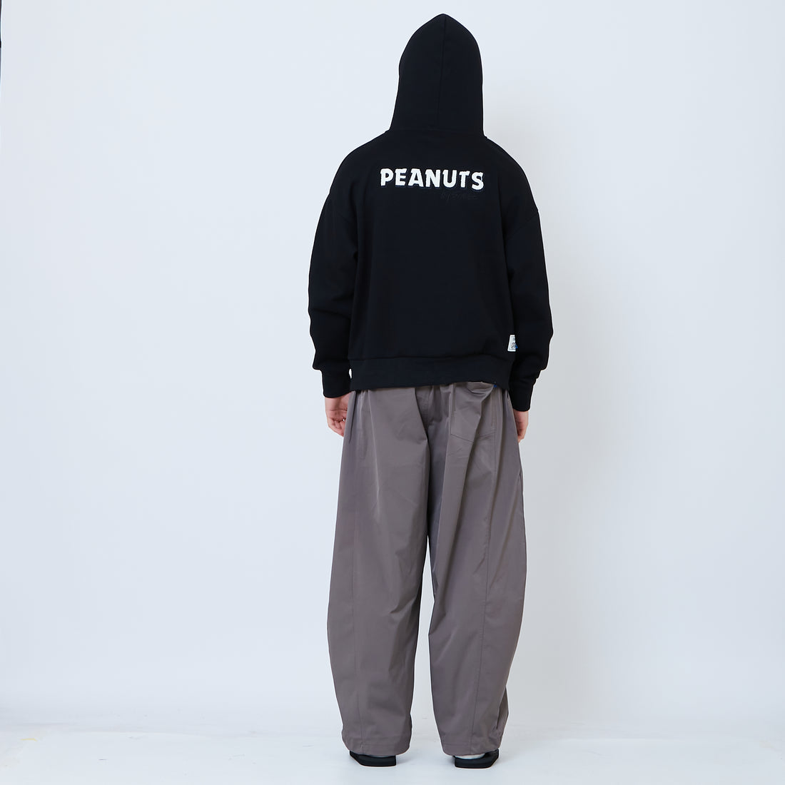 Peanuts Gender Neutral Embroidery Oversized Hoodie - Black - PU2605009B