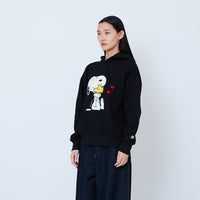 Peanuts Gender Neutral Embroidery Oversized Hoodie - Black - PU2605009B