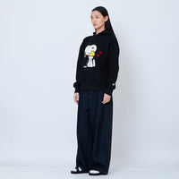 Peanuts Gender Neutral Embroidery Oversized Hoodie - Black - PU2605009B