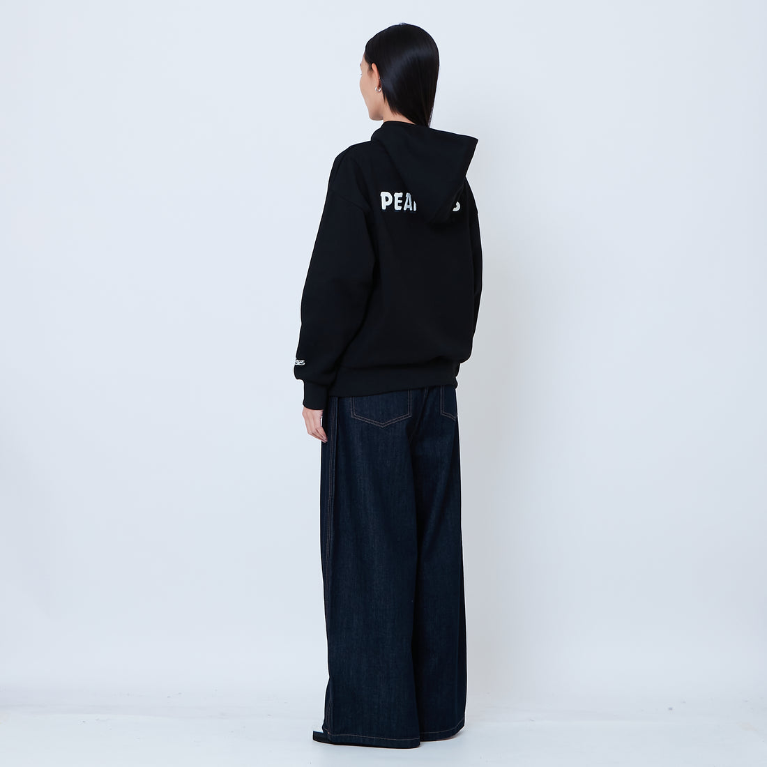 Peanuts Gender Neutral Embroidery Oversized Hoodie - Black - PU2605009B