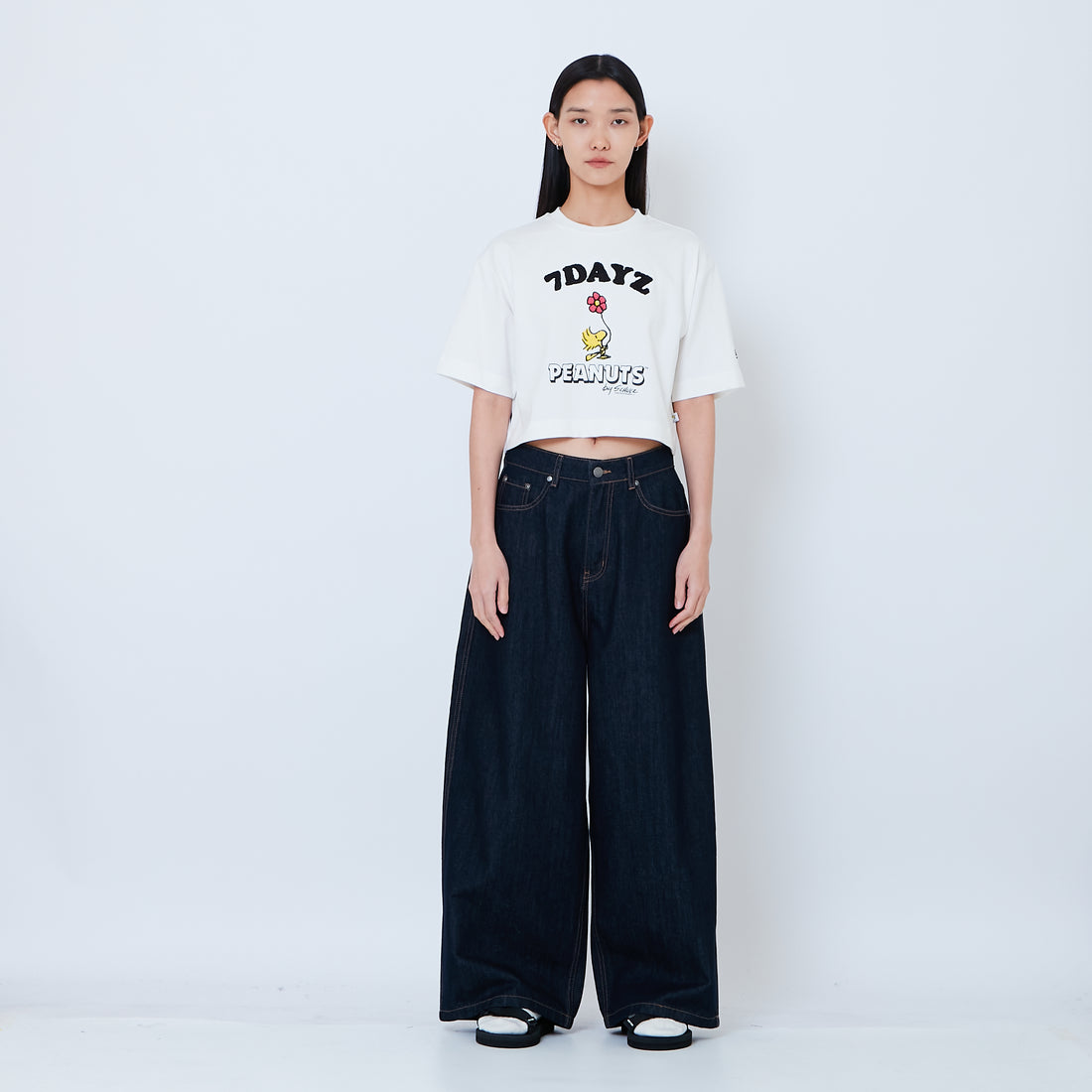 Peanuts Women Embroidery Cropped Tee - Off White - PW2605001A