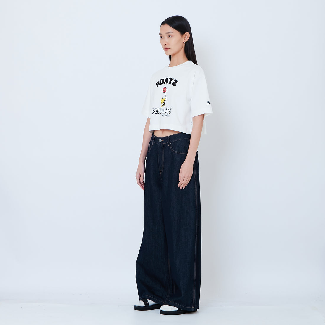 Peanuts Women Embroidery Cropped Tee - Off White - PW2605001A