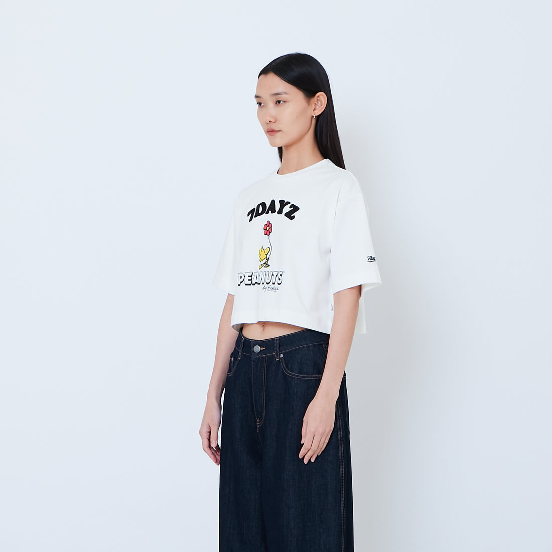 Peanuts Women Embroidery Cropped Tee - Off White - PW2605001A