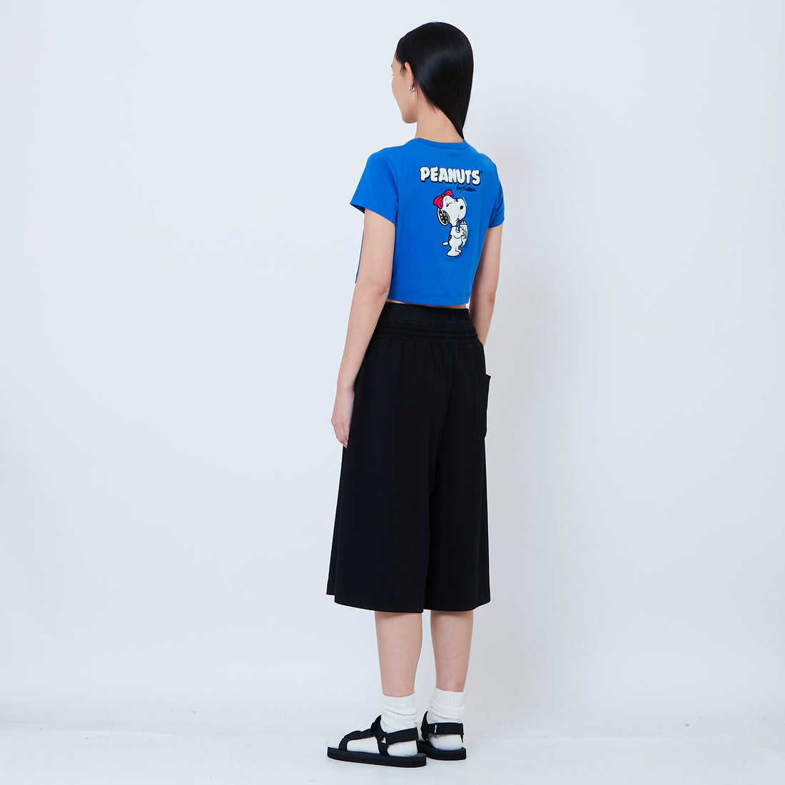 Peanuts Women Embroidery Cropped Tee - Blue - PW2605002A