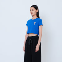 Peanuts Women Embroidery Cropped Tee - Blue - PW2605002A
