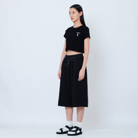 Peanuts Women Embroidery Cropped Tee - Black - PW2605002B