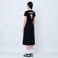 Peanuts Women Embroidery Cropped Tee - Black - PW2605002B