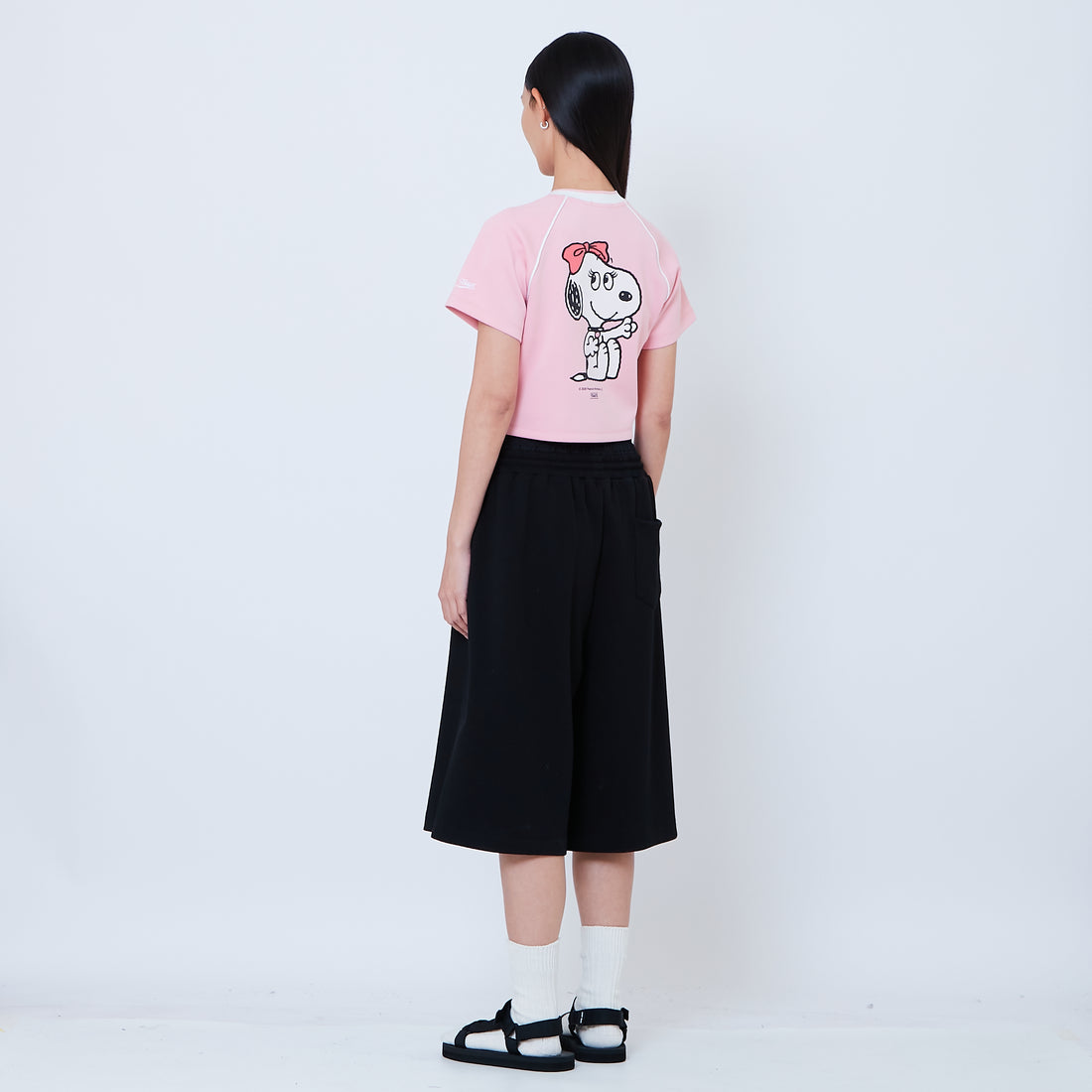 Peanuts Women Printed Cropped Jersey Tee - Pink - PW2605003A