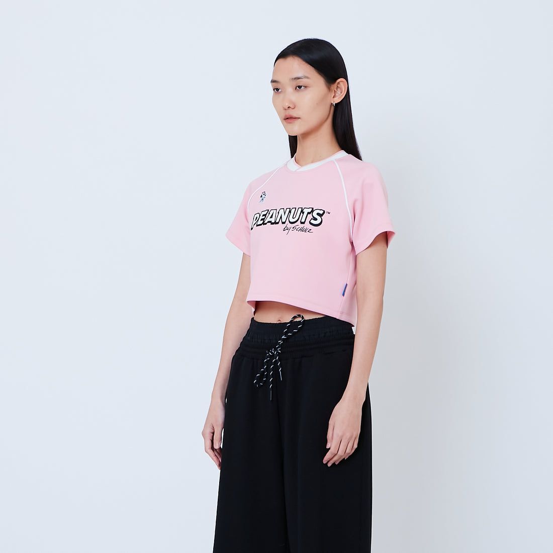Peanuts Women Printed Cropped Jersey Tee - Pink - PW2605003A