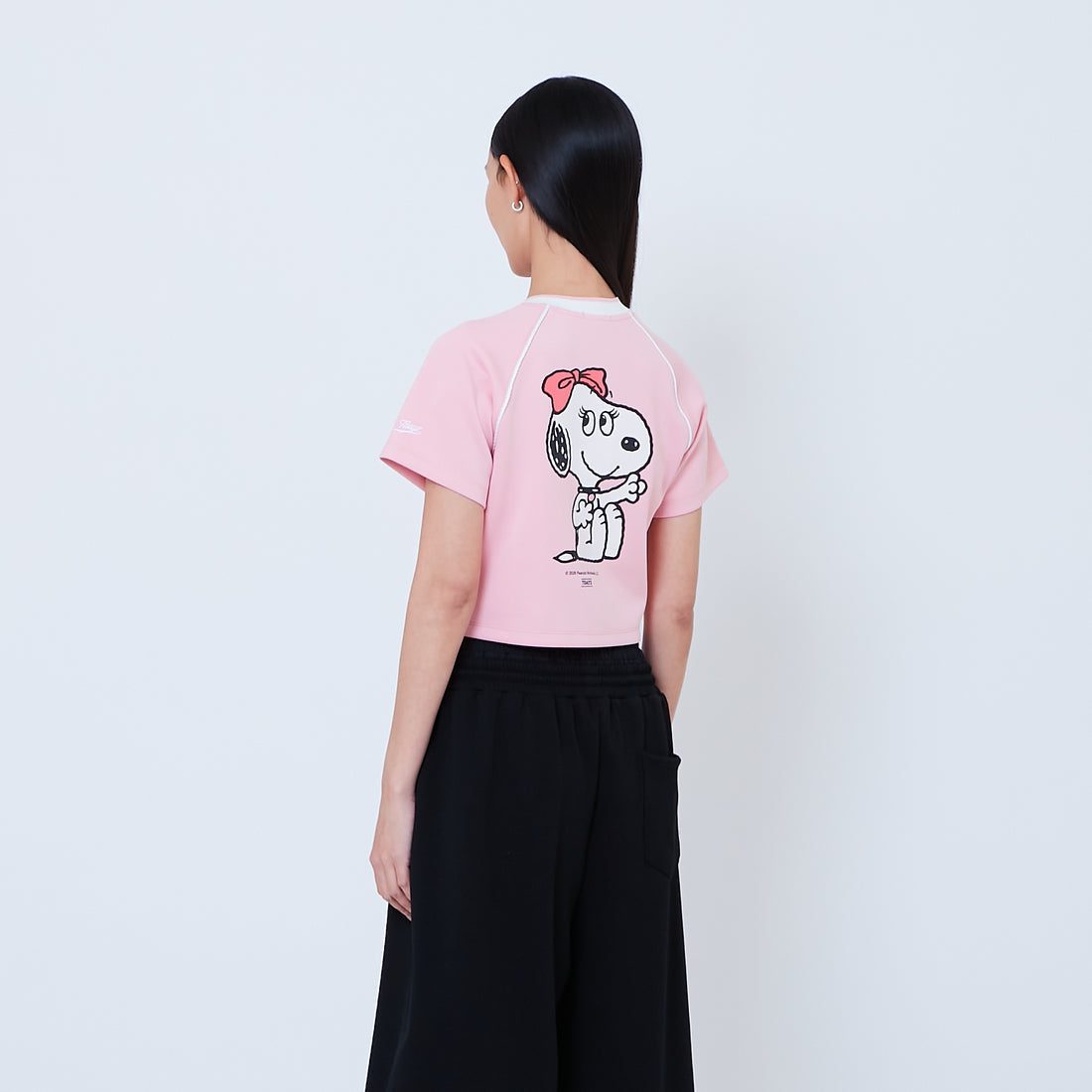 Peanuts Women Printed Cropped Jersey Tee - Pink - PW2605003A
