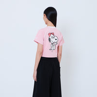 Peanuts Women Printed Cropped Jersey Tee - Pink - PW2605003A