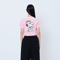Peanuts Women Printed Cropped Jersey Tee - Pink - PW2605003A