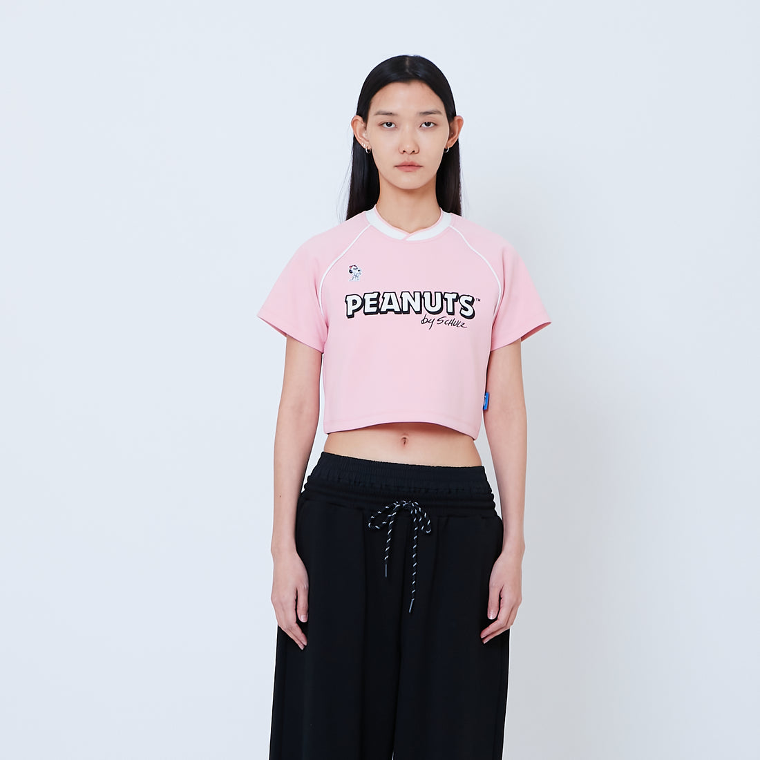 Peanuts Women Printed Cropped Jersey Tee - Pink - PW2605003A