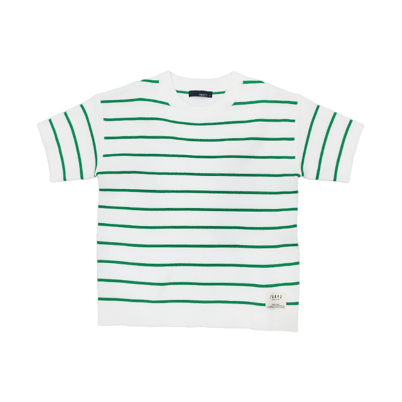 Boy Oversized Stripe Sweater - Green - SB2307213A
