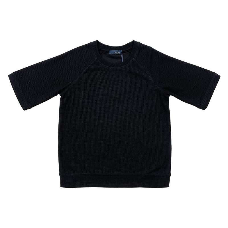 Boy Oversized Waffle Knit Top - Black - SB2309228D