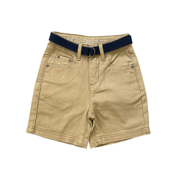 Boy Slim Fit Twill Shorts With Belt - Khaki - SB2310246B