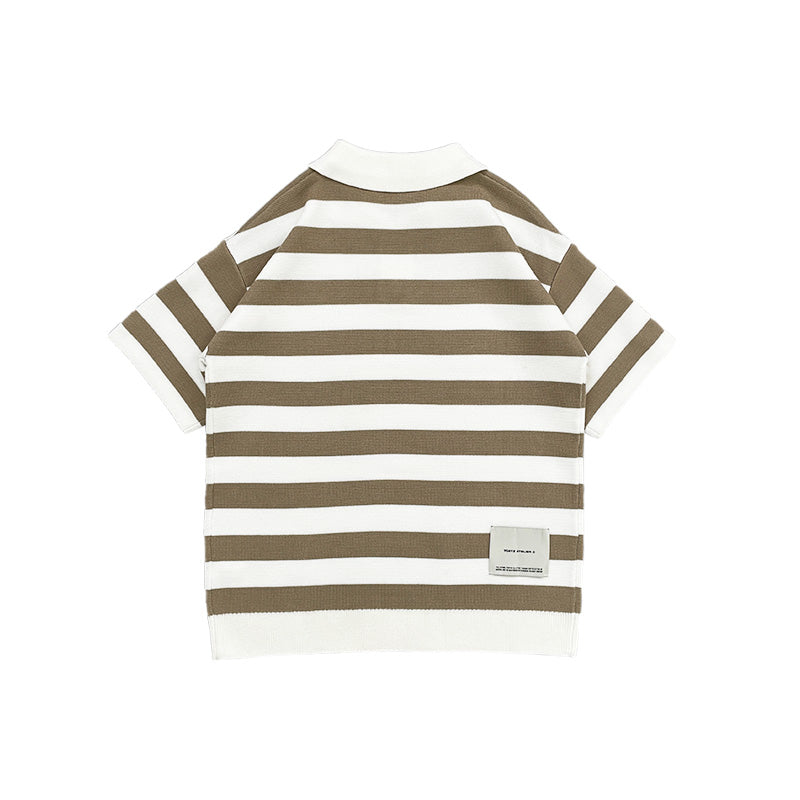 Boy Oversized Stripe Polo Sweater - Latte - SB2311263A
