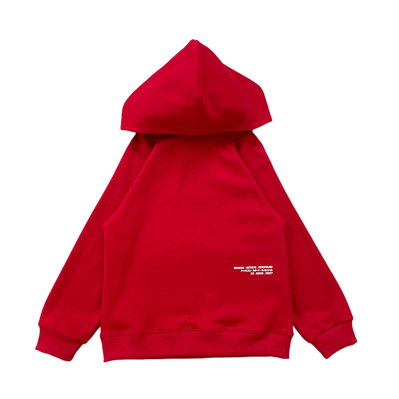 Boy Printed Oversized Hoodie - Dark Red - SB2311267B