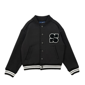 Boy Oversized Varsity Jacket - Black - SB2311268B