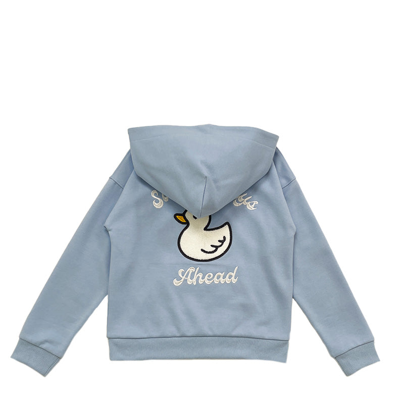 Boy Embroidery Oversized Hoodie - Light Blue - SB2312277B