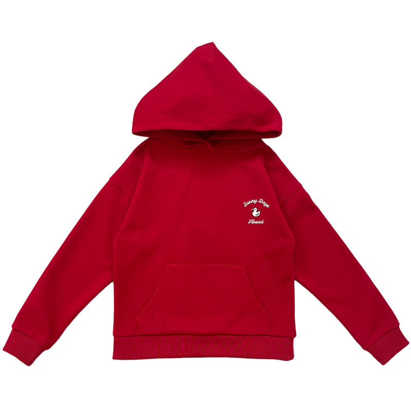 Boy Embroidery Oversized Hoodie - Dark Red - SB2312277C