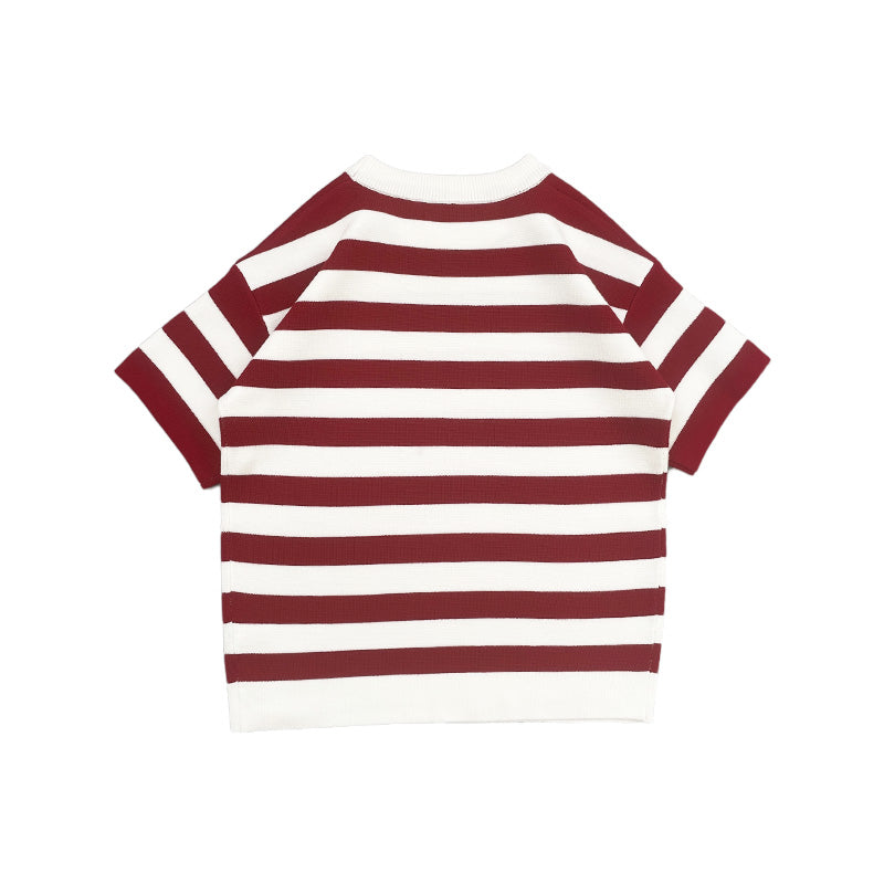 Boy Oversized Stripe Sweater - Dark Red - SB2312284C