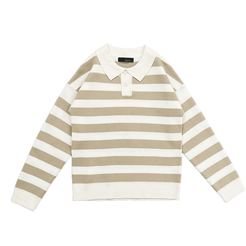 Boy Oversized Polo Sweater - Beige - SB2312285A
