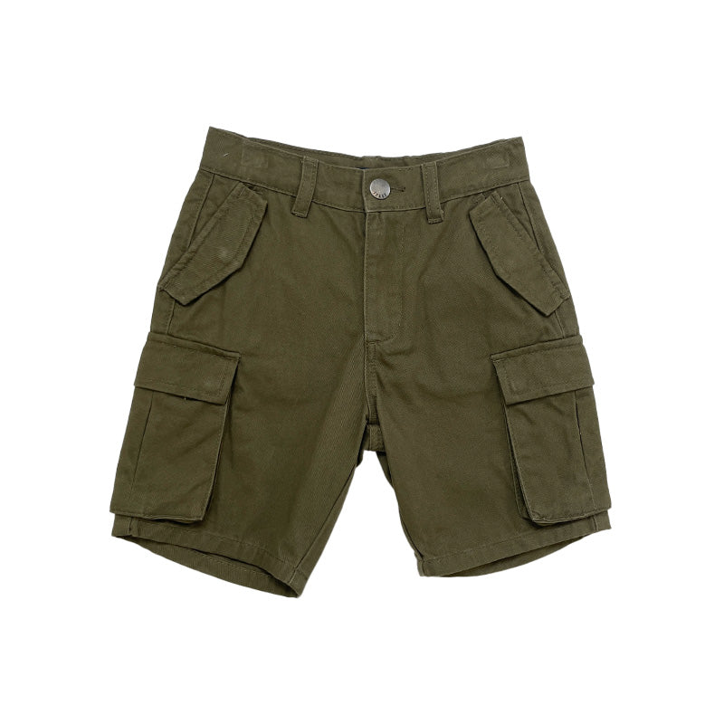 Boy Slim Fit Twill Cargo Shorts - Army Green - SB2312287B