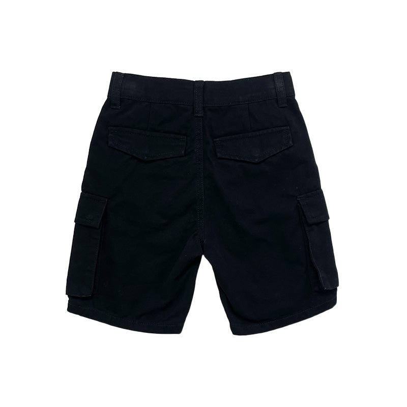 Boy Slim Fit Twill Cargo Shorts - Black - SB2312287D