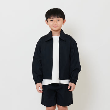 Boy Oversized Cropped Jacket - Navy - SB2508106A