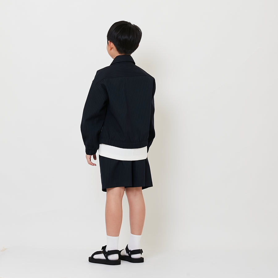 Boy Slim Fit Short Pants With Belt - Navy - SB2508107A