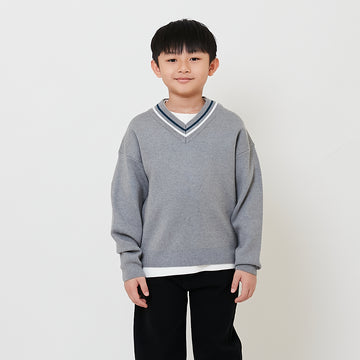 Boy Oversized Sweater - Melange Grey - SB2508110A
