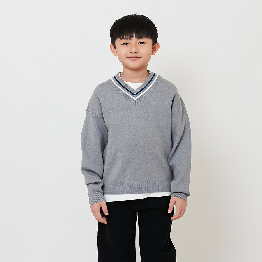 Boy Oversized Sweater - Melange Grey - SB2508110A