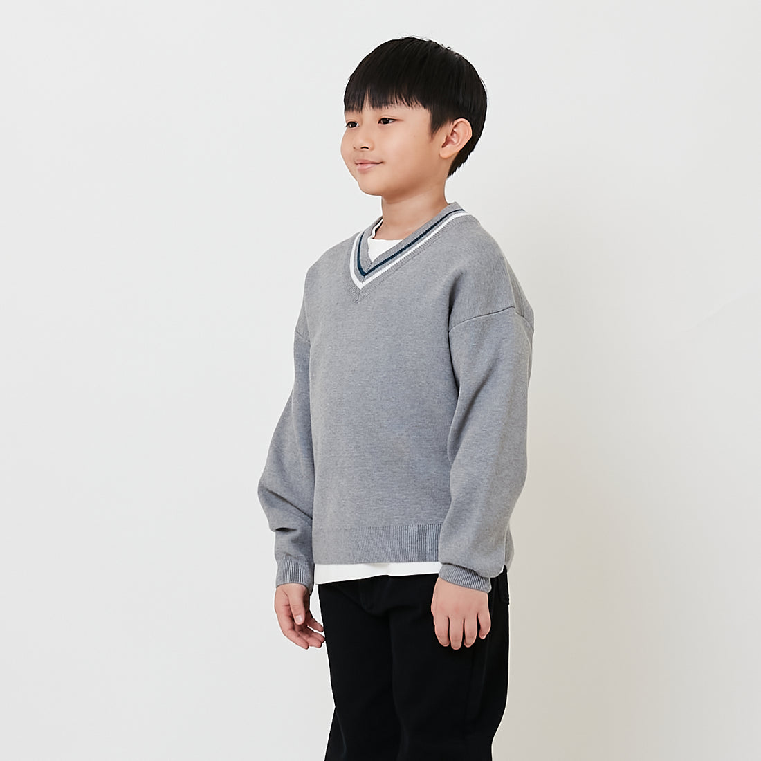 Boy Oversized Sweater - Melange Grey - SB2508110A