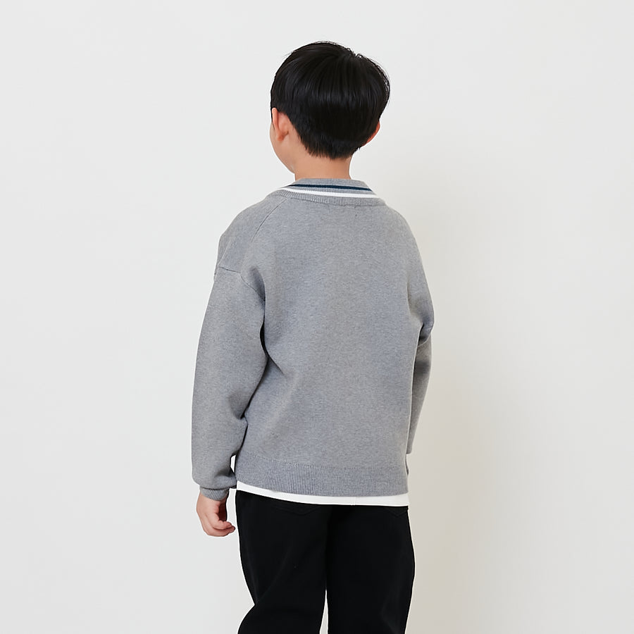 Boy Oversized Sweater - Melange Grey - SB2508110A
