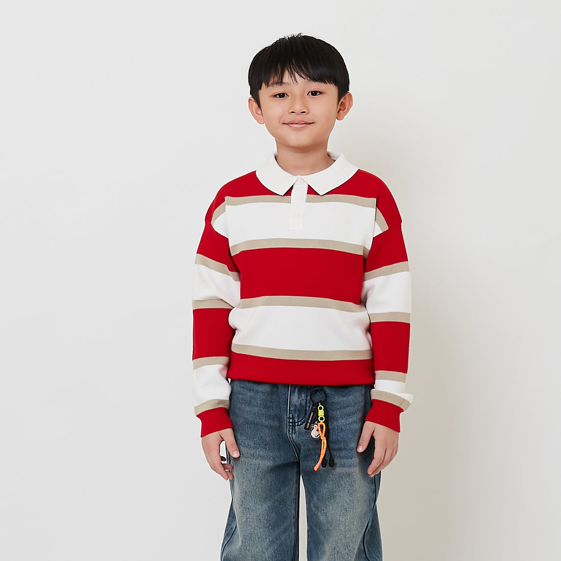 Boy Oversized Polo Sweater - Red - SB2511140A