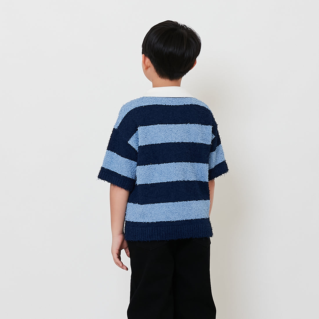 Boy Oversized Stripe Polo Top - Blue - SB2512178A