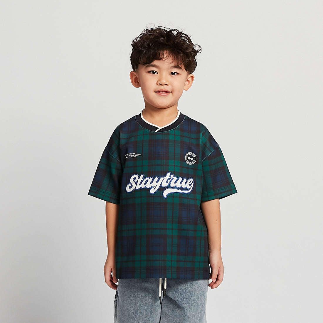 Boy Embroidery Oversized Jersey Tee - Dark Green - SB2601046A