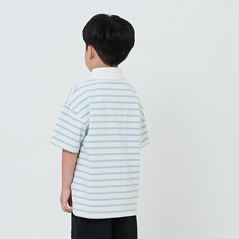 Boy Oversized Polo Tee - Light Blue - SB2602014B