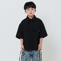 Boy Printed Oversized Shirt - Black - SB2602015B