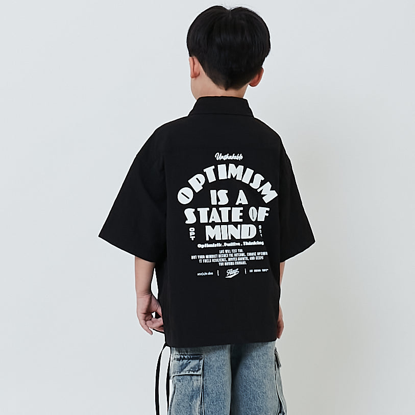 Boy Printed Oversized Shirt - Black - SB2602015B