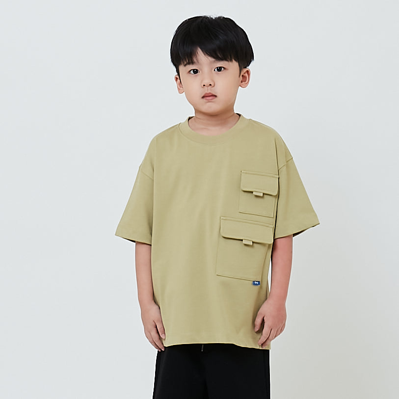 Boy Oversized Pocket Tee - Olive - SB2602018B