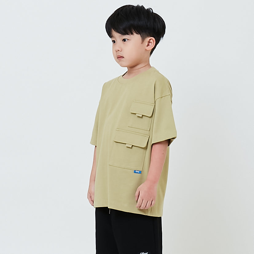Boy Oversized Pocket Tee - Olive - SB2602018B