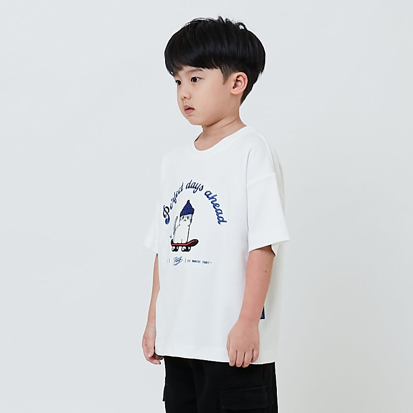 Boy Embroidery Oversized Tee - Off White - SB2602019A
